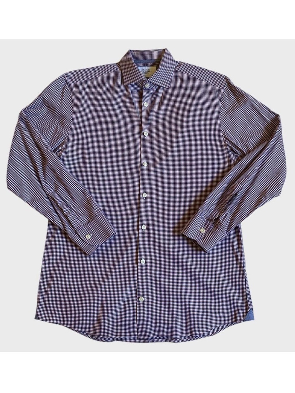 Charles Tyrwhitt Extra Slim Fit Shirt Men's Neck 16 Blue Red White Check Preppy